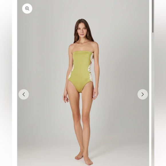 NWOT Bahia Maria Green Strapless Swimsuit with White Accents - Picture 1 of 8